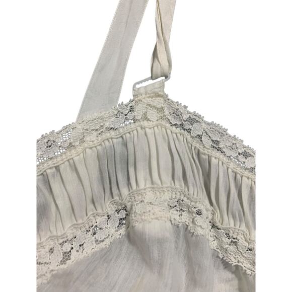 Large Vintage White Nightgown Slip Ruffle Lace Adjustable Strap - Picture 4 of 7